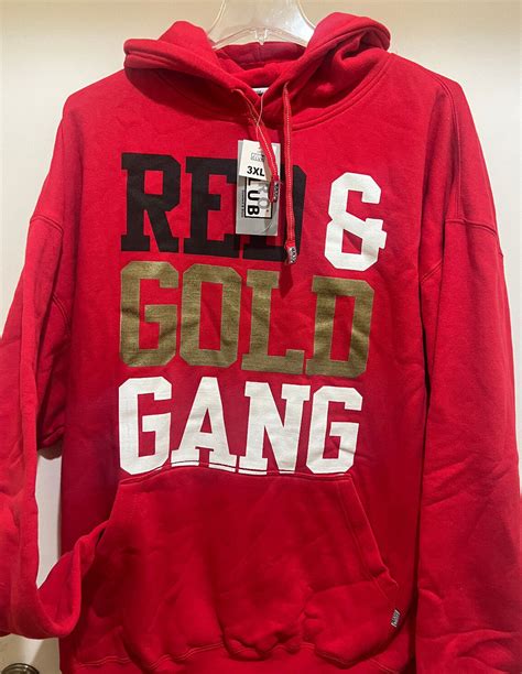 RED & GOLD GANG RED Color Hoodie - Heavy PRO CLUB Hoodie - 49ers Color ...