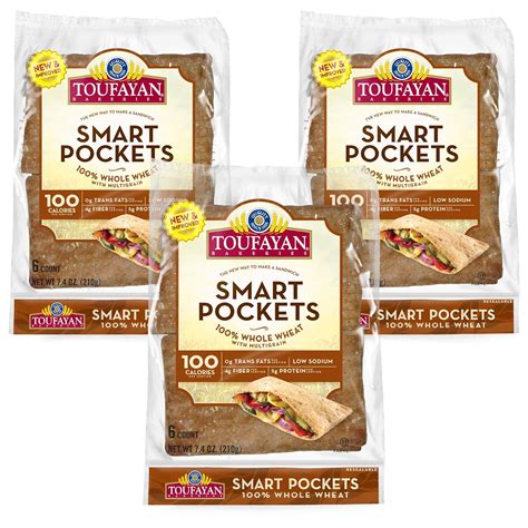 Toufayan Bakery, Whole Wheat Smart Pockets Pita Bread, Low Calorie ...