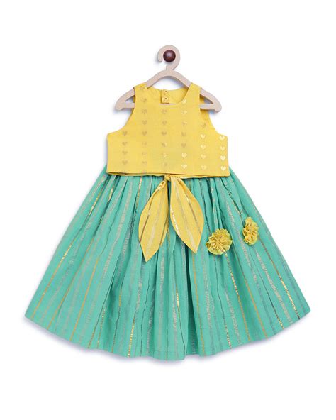 Tiber Taber Yellow & Blue Little Miss Sunshine Lehenga Choli Set-Golden ...