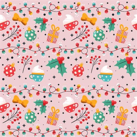 Flat christmas season pattern design | Free Vector