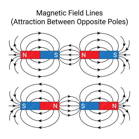 Premium Vector | Attraction between opposite poles magnetic field lines ...
