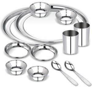 damurhu Pack of 12 Steel Stainless steel Dinner Set Of 12 Dinner Set ...