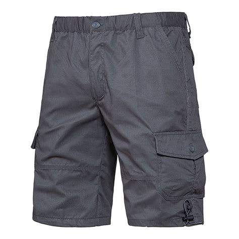 Mens Casual Elastic Waist Cargo Shorts Relaxed Fit Outdoor Multi Pocket ...