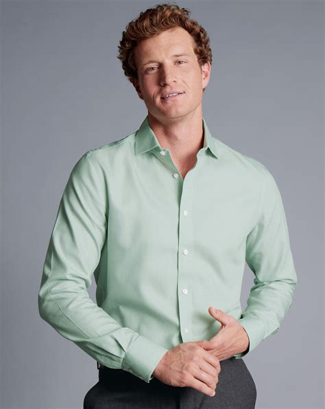 Cutaway Collar Non-Iron Henley Weave Shirt - Light Green | Green shirt ...
