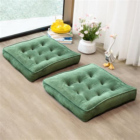 Amazon.com: 1 MIDDLE ONE Floor Pillow Set of 2, Memory Foam Meditation ...