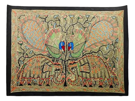 Buy JAI MAA SARASWATI ART Peacocks with Elephants Painting (76 cm x 0.1 ...