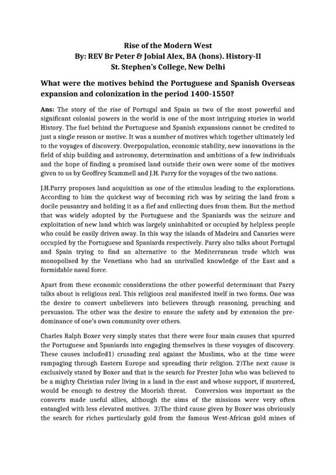 Motives for spanish and portuguese colonial expansion - Rise of the ...