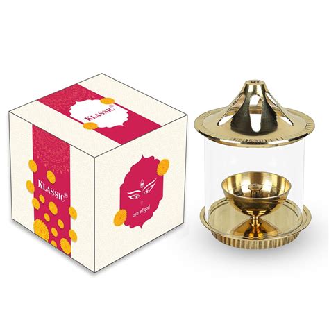 Klassic Vachi Akhand Diya with Borosilicate Glass Shade, Diya for Pooja ...