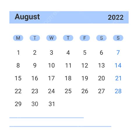 August 2022 Calendar In Blue, August 2022, August Calendar, Kalender ...