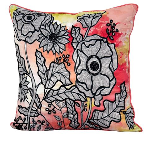 Buy Sadyaska Digital Floral Printed Polyester Cushion Cover Hand ...