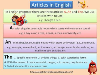 English for Beginners: Use of the articles a, an, the