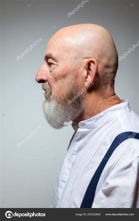 Profile Old Man Beard Grey Background Stock Photo by ©magann 253333834