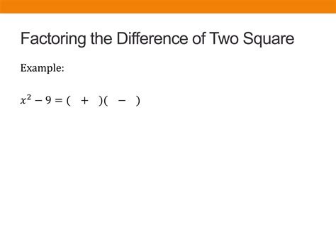 Factoring difference of squares | PPTX
