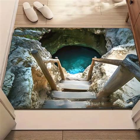 3D Illusion Entrance Doormat, Non-Slip Household Floor Mat for Bathroom ...