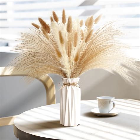 Amazon.com: Wemk Pampas Grass with Vase Included, 90Pcs Dried Pampas Grass Decor, Natural Dried ...