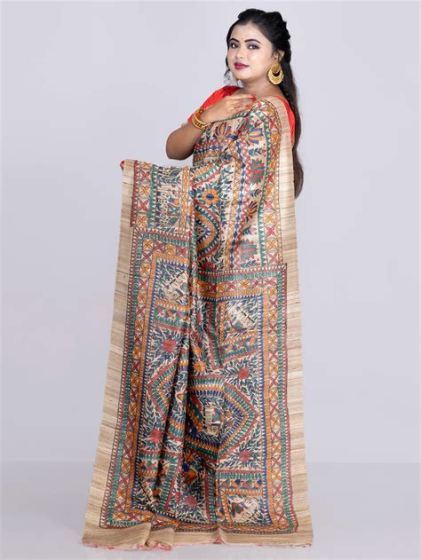 Hand Painted Madhubani Saree – WeaversIndia