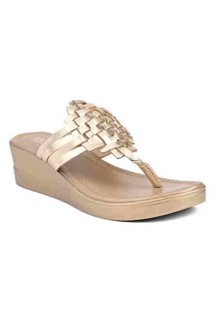 Buy Vanilla Moon Designer Gold Woven Wedge Sandals Online | Aza Fashion.