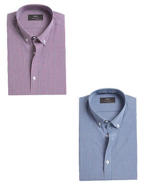 Buy 2pk Regular Fit Check Short Sleeve Shirts at Marks & Spencer
