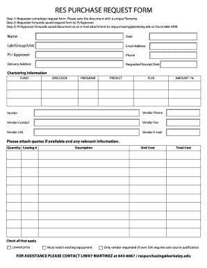 Fillable Online RES PURCHASE REQUEST FORM Fax Email Print - pdfFiller