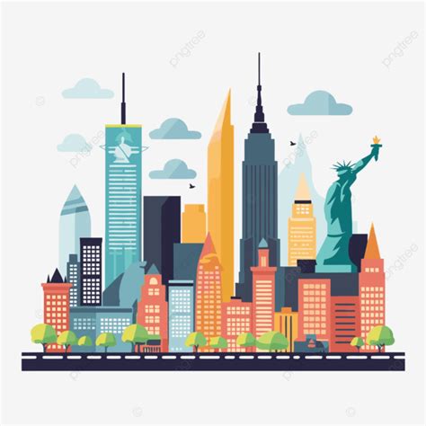 New York Clipart New York City In Flat Vector Illustration Cartoon, New ...