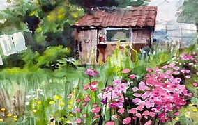 Image result for Watercolor Spring Flowers with a Bunny