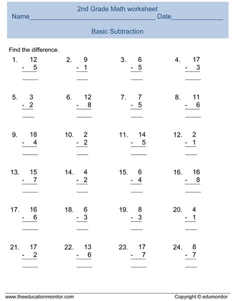 Subtraction 2nd Grade Math Worksheets - 2nd Grade Math Worksheets