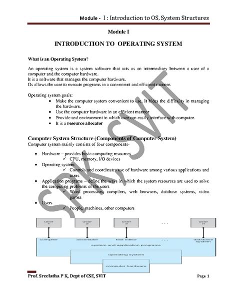 M1 - module 1 notes - Module I INTRODUCTION TO OPERATING SYSTEM What is ...