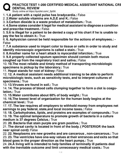 SOLUTION: Practice test 1 200 certified medical assistant national ...