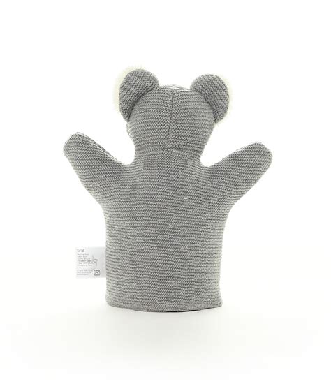 Hand Puppet Cotton Knitted Stuffed Soft Toy (Light Grey Melange ...