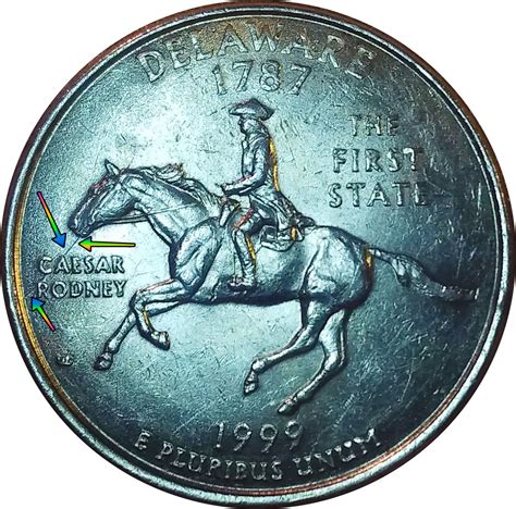 1999 Delaware State Quarter "Spitting Horse" Coin