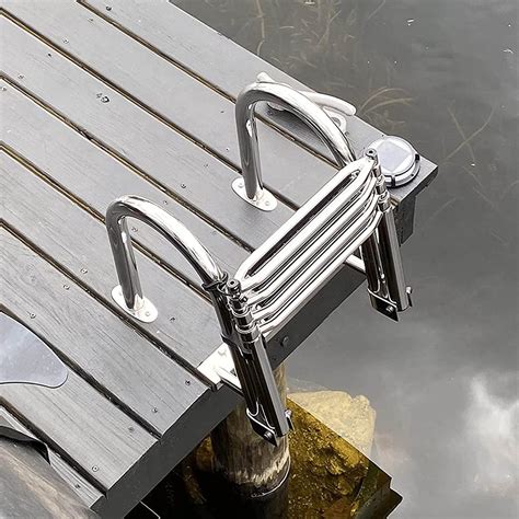 Buy 4 Steps Telescopic Swimming Pool Ladder Non-Slip Deck Ladder Marine ...