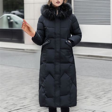 Patlollav Women's Long Winter Puffer Coat Warm Maxi Down Jacket Parkas ...
