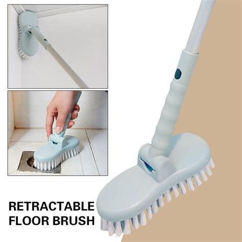JANSION Floor Scrub Brush Adjustable Long Handle Scrubber Cleaning Tile ...