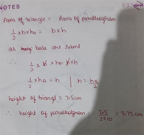 A parallelogram and a triangle have the same base and area. If the ...