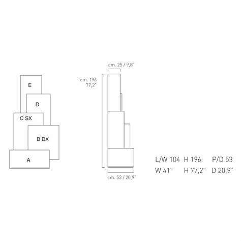 Design living area furniture in MDF Tetris made in Italy