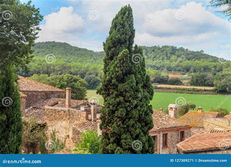 Typical Spanish Landscape in the Suburbs of Figueres. Spain Stock Image ...