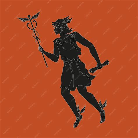 Premium Vector | Hermes mercury greek olympian deity of commerce with ...