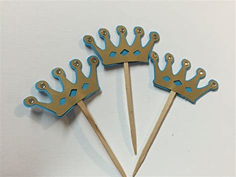 Buy Little Prince crown cupcake toppers royal blue, gold, mint, royal ...