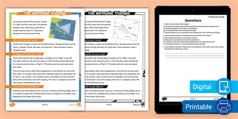 Fifth Grade The Bermuda Triangle Reading Passage Comprehension Worksheet
