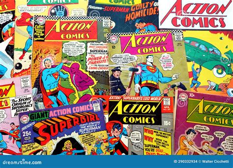 Vintage Covers of ACTION COMICS - DC Comics. American Comic Book with ...