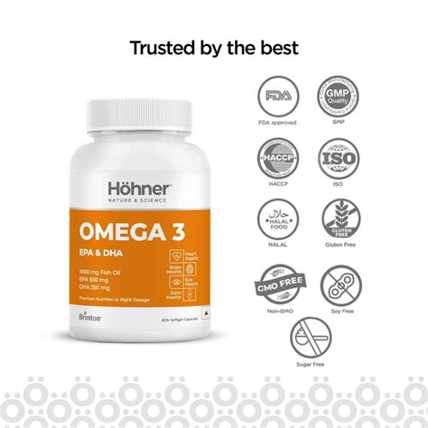 Buy HOHNER OMEGA 3 FISH OIL TRIPLE STRENGTH 1000MG EPA 550MG, DHA 350MG ...