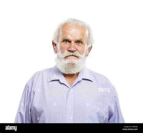 Portrait of old bearded man, posing in studio on white background Stock ...