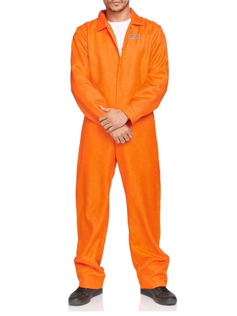 Halloween Prison Jumpsuit Costume Orange Uniform Long Sleeve Playsuit ...
