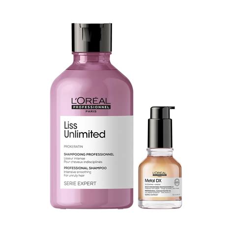 L'Oreal Professionnel Serie Expert Liss Unlimited Shampoo 300ml & Metal ...