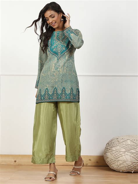 Buy Mint Green Shantoon Straight Palazzo Online at Biba India