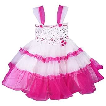Buy Wish Karo Baby Girls Frock Dress DN fe1212pnk -5-6 Yrs Pink and ...