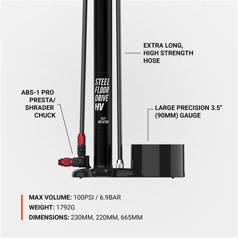 Lezyne Steel HV Floor Drive 3.5 | High Volume Bike Floor Pump