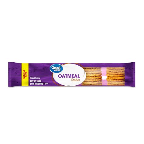 Great Value Oatmeal Cookies Family Size 18 oz, Crunchy Oats Snack ...