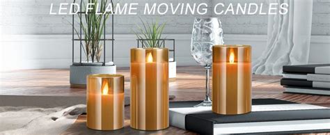 LTETTES LED Glass Cup Pillar Flameless Electric Candles With Flickering ...