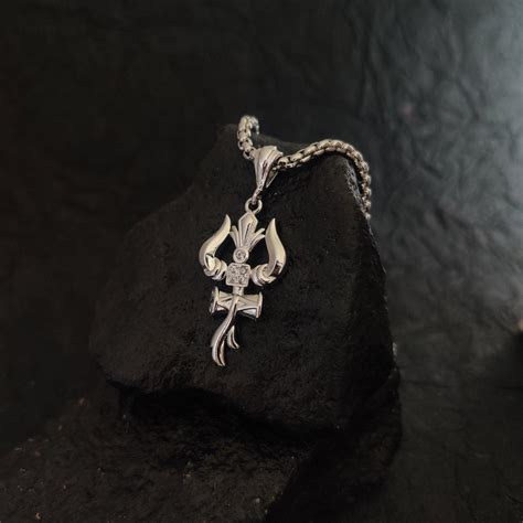 Silver Plated Premium Trishul and Damru om Pendant with Chain – Zivia